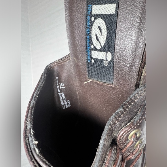 Vintage 90s Grunge Goth EDM Womens 7.5 Chunky Lace Platform Heels Shoes Brown - Picture 6 of 7